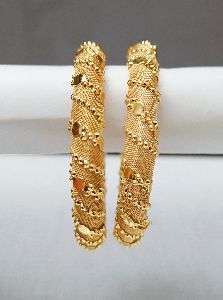 Gold Plated Double Patti Net Bangles