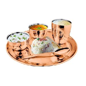 5 Pcs Hammered Rose Gold Thali Set