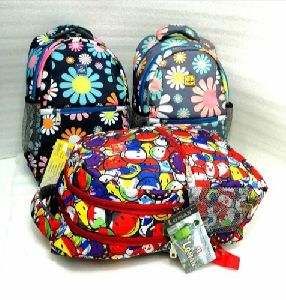 Printed Flower Backpack School Bag, Size : 18.5