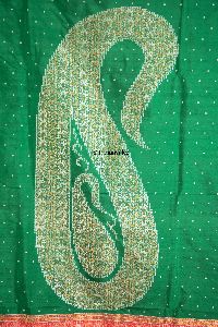 Bottle Green Zari Paisley Bomkai Sambalpuri Ikat Handloom Silk Saree