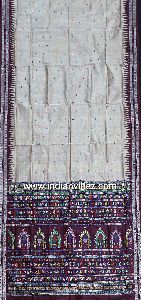 Chandan (Sandalwood) Silk Ikat  Dolabedi Saree  - IndianVillez