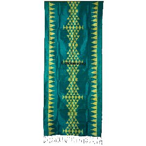 Green &amp;amp; Lemon Contemporary Odisha Handloom Ikat Silk Stole
