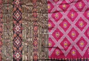 Royal Pink Tarabali  Ikat Odisha Handloom Silk Saree