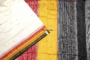 White Kathiphera  Ikat Odisha Handloom silk saree