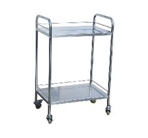 Manual Coated Metal Hospital Utility Cart, For Moving Goods, Color : Silver