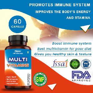 CIPZER Multivitamin Capsule Help to improve the Immune System & Healthy Skin 60 Capsules in a bottle
