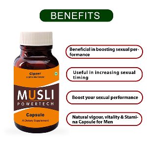 CIPZER Musli Powertech Helps To Improve Virility, Energy, Strength For Male 60 Capsules in a bottle
