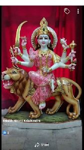 Painted Marble Durga Statue