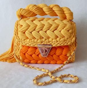 Hand crocheted premium quality t shirt yarn bag