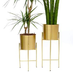 metal golden planter pot