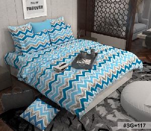 Cotton Printed Blue Bed Comforter Set