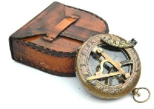 Brass Sundial Compass Antique Finish With Case