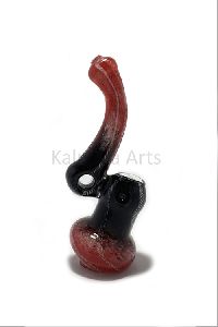 Red &amp;amp; Black Frit Glass Smoking Bubbler Pipe