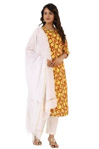 Ladies Yellow Kurta Pant Set with Dupatta