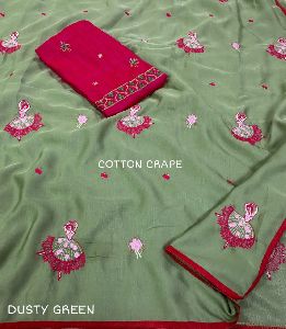 Cotton Crepe Saree