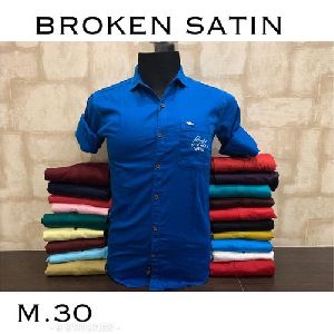 Men Broken Satin Plain Shirt