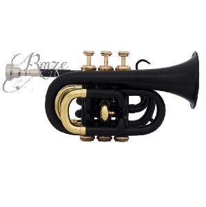 Rmze Professional Black-Golden Pocket Trumpet