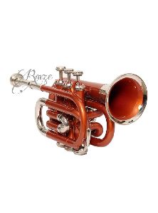 Rmze Professional Orange-Silver Pocket Trumpet