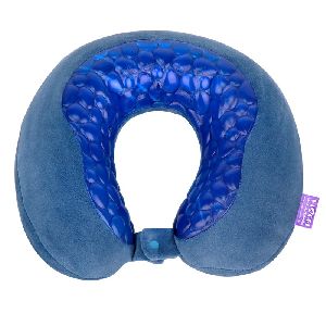 Silicone Cooling Gel U Shaped Memory Foam Travel Neck Pillow - Blue