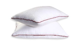 White & Red Piping Double Bed Pillow