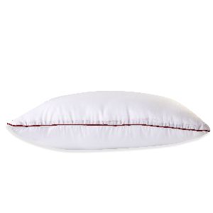 White & Red Piping Single Piece Bed Pillow