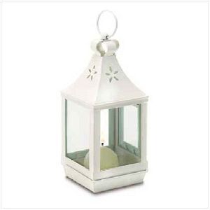 white iron candle lantern