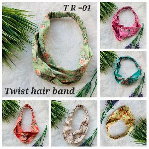 Digital Printed Cotton Reyon Twist Hair Band For Fable Label.