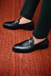 Goodyear Welted -CROC Black Leather Loafers for Men's-NEORON