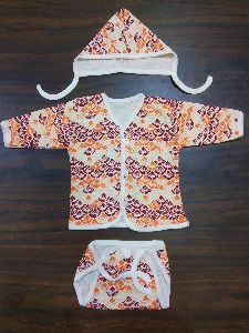Born baby Dress Clothe set top(jhabla), Cap and Nappy 3 - Piece Set