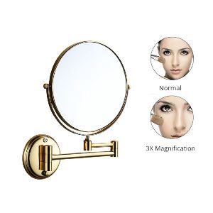 Shaving/Makeup Mirror Gold 3x Magnifying