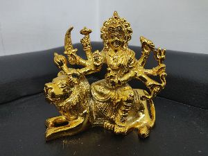 4 Inch Brass Sherawali Mata Statue