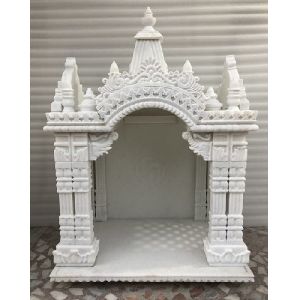 white marble hand carved pooja temple