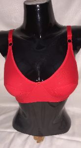 Red Double Stitched Bra