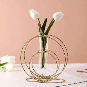 Metal Wire Glass Tube Vase set of 2