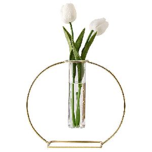 Single Metal Wire Glass Tube Vase