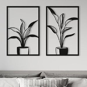 Twin Plants Metal Wall Art