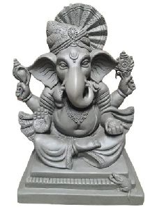 14 Inch Grey Clay Ganesh Statue