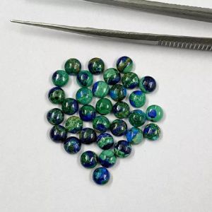 Natural Azurite Malachite Round Cabochon Loose Gemstone