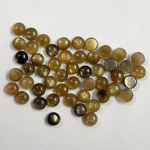 Natural Golden Shine Round Cabochon Loose Gemstone