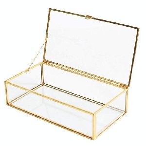 Clear glass box with brass