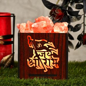 himalayan rock salt lamp Jai Shree Ram Jai Hanuman
