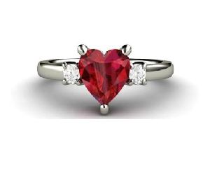 925 Sterling Silver Red Heart Ring