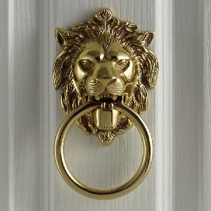 brass door knocker lion