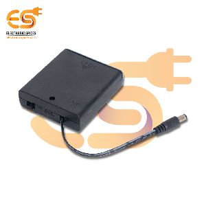 AA 4 cell battery holder hard plastic cover case with on-off switch and 3.5mm pin