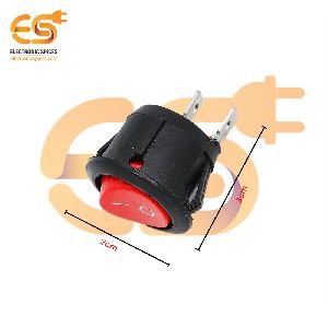 KCD1 T125 6A 250V AC red color 2 pin SPST small round plastic rocker
