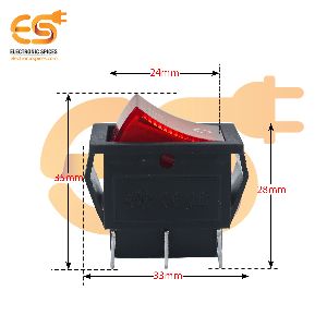 KCD4 16A 250V AC red color 6 pin DPDT heavy duty plastic rocker switch with indicator