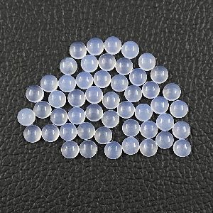 Natural Blue Chalcedony Round Cabochon Loose Gemstones