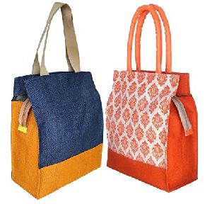 Jute Lunch Bag, For Good Quality, Easily Washable, Pattern : Printed