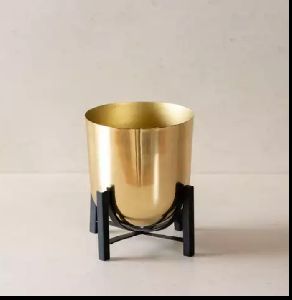 Gold metal planter with stand