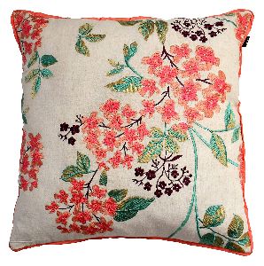Handicraftofpinkcity hand embroidery cushion cover with pompoms pillow case 